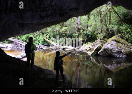 Moria Gate Arch dans bassin Oparara Karamea, Westcoast, près de l'île du Sud, Nouvelle-Zélande Banque D'Images