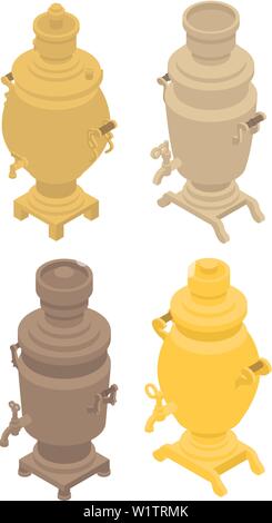 Samovar icons set, style isométrique Illustration de Vecteur