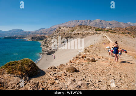Paysage côtier et de la plage, plage de Sandy Hill, Agios Pavlos, Crète, Grèce, Europe Banque D'Images