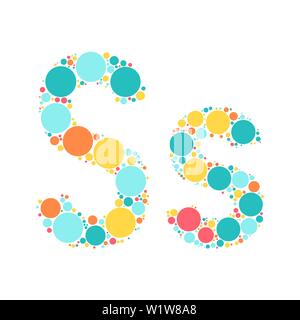 Une lettre de l'alphabet à partir de cercles de couleur définies par un mozayka. Vector font l'illustration. Illustration de Vecteur