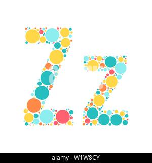 Une lettre de l'alphabet à partir de cercles de couleur définies par un mozayka. Vector font l'illustration. Illustration de Vecteur