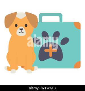 Petit chien adorable avec kit médical vector illustration design Illustration de Vecteur