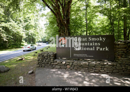 Entrée du parc national des Great Smoky Mountains Banque D'Images