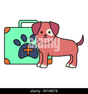 Petit chien adorable avec kit médical vector illustration design Illustration de Vecteur