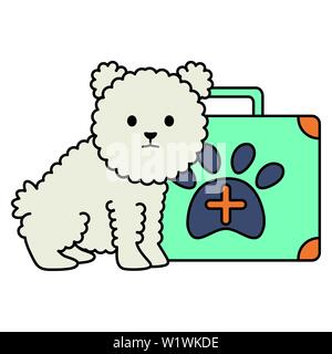 Petit chien adorable avec kit médical vector illustration design Illustration de Vecteur