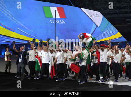 Stade San Paolo, Naples, Italie. 3 juillet, 2019. 30e Universidade compétition d'athlétisme, les cérémonies d'ouverture ; les athlètes italiens : Action Crédit Plus Sport/Alamy Live News Banque D'Images