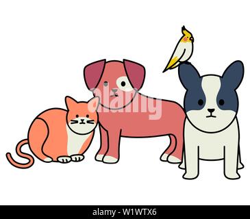 Groupe de mignons personnages adorables mascottes vector illustration design Illustration de Vecteur