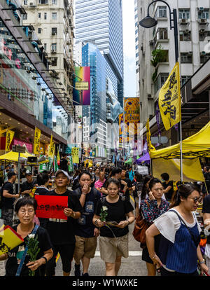 Rallye de la démocratie à Hong Kong : manifestation et rassemblement de l'avant des mars extradition Banque D'Images