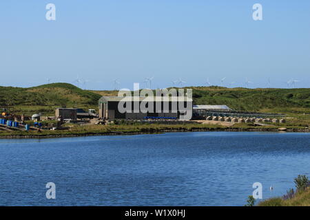 Walney ferme ostréicole sur South Walney, réserve naturelle de l'île de Walney, Barrow-In-Furness, Cumbria, Péninsule de Furness, UK, en Angleterre. Banque D'Images