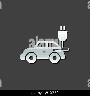 Dans l'icône de voiture électrique couleur gris métallique style. L'environnement du véhicule Illustration de Vecteur