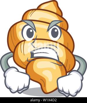 Les pâtes cuites gnocchi en colère dans Mascot pan Illustration de Vecteur