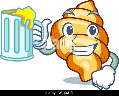 Les pâtes cuites gnocchi avec du jus dans Mascot pan Illustration de Vecteur