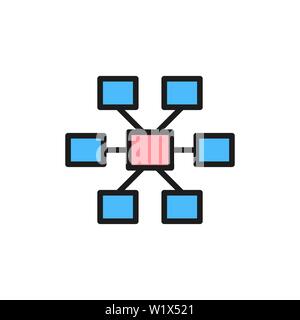 Connexions, l'icône de couleur télévision hiérarchie. Isolé sur fond blanc Illustration de Vecteur
