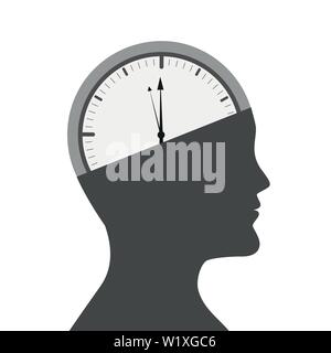 Tête d'un homme avec l'horloge dans le cerveau vector illustration EPS10 Illustration de Vecteur