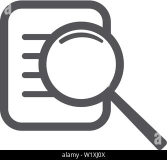 Recherchez l'icône du document. Magnifier et document. Vector illustration isolé sur fond blanc. Illustration de Vecteur