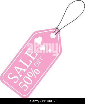 Offre spéciale vente tag commode pour la Saint-Valentin. 50 % OFF Sale Discount Bannière. Offre spéciale : signes. Vente étiquette rose isolated on white background Illustration de Vecteur