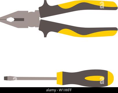 Pinces et tournevis icône. Symbole de réparation. Vector illustration isolé sur fond blanc. Illustration de Vecteur