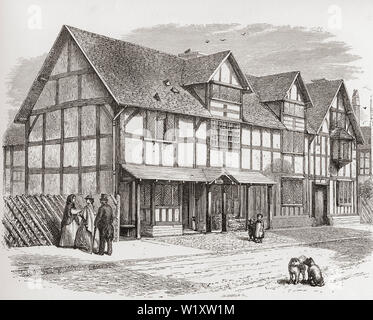 Le lieu de naissance de Shakespeare, comme restauré au xixe siècle, Henley Road, Stratford-upon-Avon, Warwickshire, en Angleterre. Photos de l'anglais, publié en 1890. Banque D'Images