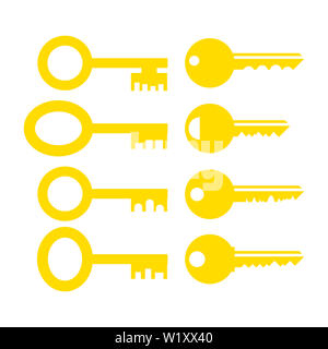 Ensemble de l'icône clé jaune Banque D'Images