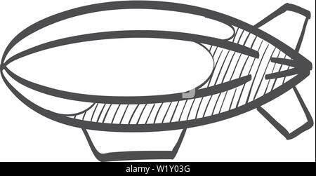 Airship icône dans doodle sketch lignes. Hot Air Balloon zeppelin Illustration de Vecteur