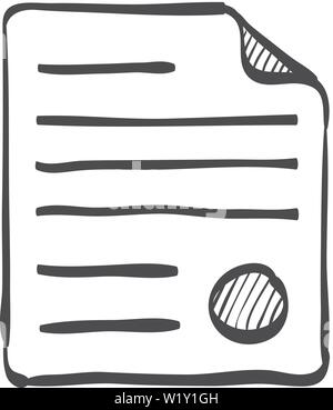 Dans l'icône document contrat doodle sketch lignes. Arrangement de l'accord de prêt hypothécaire de la propriété de l'argent Illustration de Vecteur