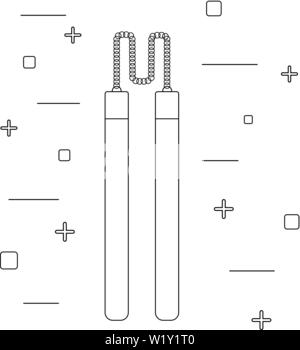 L'icône de style de ligne d'un nunchaku. Arme samouraï. L'équipement de Ninja. Logo, emblème. Illustration vecteur propre et moderne pour la conception de web. Illustration de Vecteur