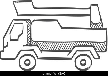 Icône de voiture pompier dans doodle sketch lignes. Service automobile camion extincteur chasse Illustration de Vecteur