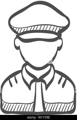 Dans l'icône avatar pilote doodle sketch lignes. Le contrôle de l'avion avion aviation Personnes Illustration de Vecteur