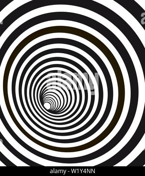 Géométrique abstrait spirale hypnotique. Tunnel de ver noir illusion d'optique. Illustration de Vecteur