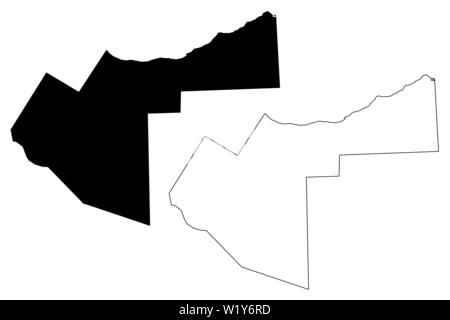 Woqooyi Galbeed région (République fédérale de Somalie, Corne de l'Afrique) map vector illustration, croquis Gribouillage à l'Maroodi Jeex site Illustration de Vecteur