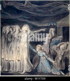 William Blake, la parabole des Virgins Sages et stupides, peinture aquarelle sur stylo et encre, vers 1799 Banque D'Images