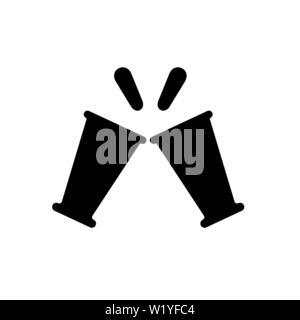 Silhouette noire de clang verres ensemble. L'alcool Cocktail boissons. Icône simple. Maison de vacances élément décoratif. Vector illustration pour la conception. Illustration de Vecteur