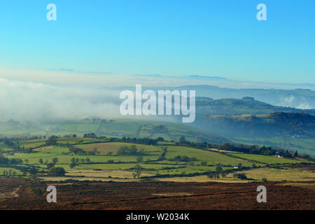 Vue depuis l'Stiperstones, une colline dans le Shropshire, en Angleterre. Banque D'Images