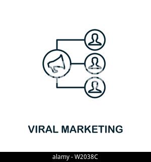 Icône de contour du marketing viral. Elément de concept de ligne mince de la collection d'icônes de contenu. Icône Creative viral Marketing pour applications mobiles et utilisation Web Illustration de Vecteur