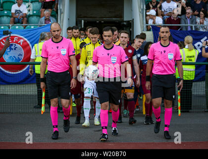 CARDIFF, Royaume-Uni. 4 juillet 2019. Cardiff a rencontré le FC et FC Progrès Niederkorn à pied hors du tunnel avant que l'Europa League match à la Cardiff International Sports Stadium. © Photo Matthieu Lofthouse - Photographe indépendant Crédit : Matthieu Lofthouse/Alamy Live News Banque D'Images