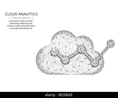 Analytics Cloud poly faible conception, l'analyse des données dans le style graphique polygonal, wire frame vector illustration sur fond blanc Illustration de Vecteur