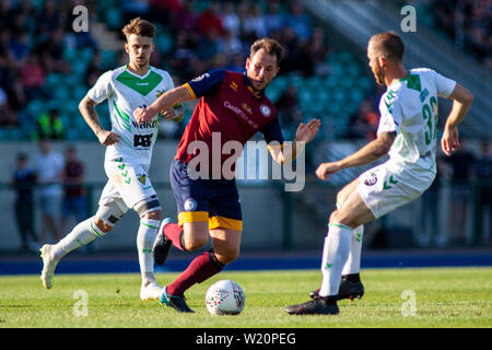 Uni v Cardiff a rencontré dans le progrès Niederkorn tour préliminaire de la Ligue Europa au stade de Leckwith. Lewis Mitchell/YCPD. Banque D'Images