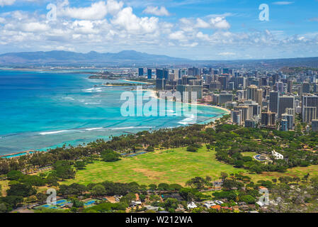 Vue aérienne de Honolulu à Oahu, Hawaii, Etats-Unis Banque D'Images