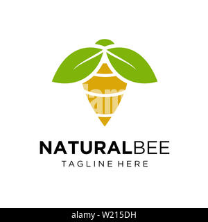 Conception de logo d'abeilles avec badge simple et minimaliste de style Banque D'Images