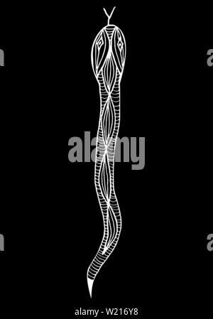 Des illustrations faites main serpent viper isolé sur fond noir. Illustration de Vecteur