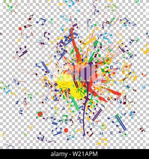 Des notes de musique vol de grunge blob. Illustration vecteur EPS 10. Illustration de Vecteur
