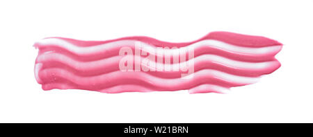 Traits rose doucement et la texture de la peinture acrylique ou brillant à lèvres isolé sur fond blanc Banque D'Images