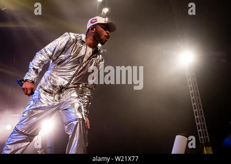 Roskilde, Danemark. Le 04 juillet, 2019. Roskilde, Danemark. Juillet 04th, 2019. Le groupe de rap américain George Sanders effectue un concert live au cours de la Danish music festival Festival de Roskilde en 2019. (Photo crédit : Gonzales Photo/Alamy Live News Banque D'Images