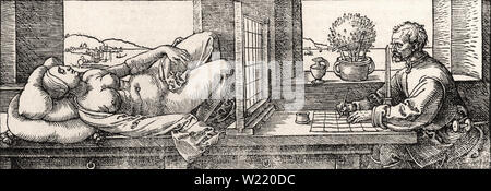 Albrecht Dürer - Femme allongée 1525 dessin Dessinateur industriel Banque D'Images