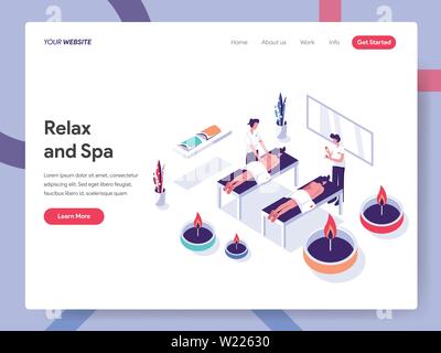 Modèle de page d'atterrissage de Détente et Spa Concept Illustration. Design plat isométrique concept de conception de page web pour le site Web et site web mobile Illustration de Vecteur