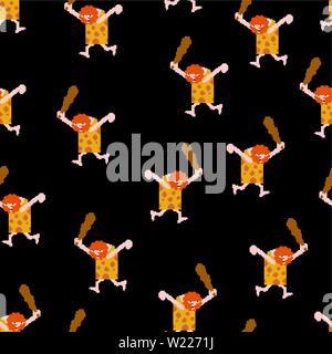 Caveman pixel art sans motif. L'homme préhistorique 8 peu contexte . L'homme antique texture vecteur Illustration de Vecteur