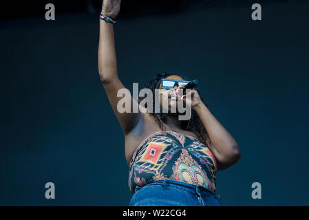 Roskilde, Danemark. 05 juillet, 2019. Roskilde, Danemark. Juillet 05th, 2019. Le rappeur américain et le parolier Cupcakke effectue un concert live au cours de la Danish music festival Festival de Roskilde en 2019. (Photo crédit : Gonzales Photo/Alamy Live News Banque D'Images