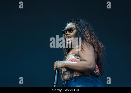 Roskilde, Danemark. 05 juillet, 2019. Roskilde, Danemark. Juillet 05th, 2019. Le rappeur américain et le parolier Cupcakke effectue un concert live au cours de la Danish music festival Festival de Roskilde en 2019. (Photo crédit : Gonzales Photo/Alamy Live News Banque D'Images