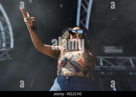 Roskilde, Danemark. 05 juillet, 2019. Roskilde, Danemark. Juillet 05th, 2019. Le rappeur américain et le parolier Cupcakke effectue un concert live au cours de la Danish music festival Festival de Roskilde en 2019. (Photo crédit : Gonzales Photo/Alamy Live News Banque D'Images