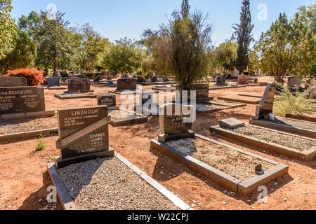 Des pierres tombales dans un cimetière allemand, en Namibie Banque D'Images